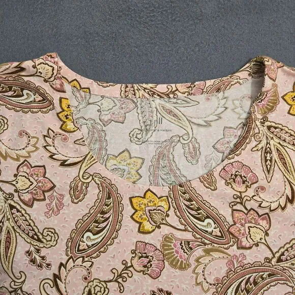 J. Jill Women L Luxe Supima A Line Floral 3/4 Sleeve Tunic Top Paisley Cottage - Picture 3 of 10